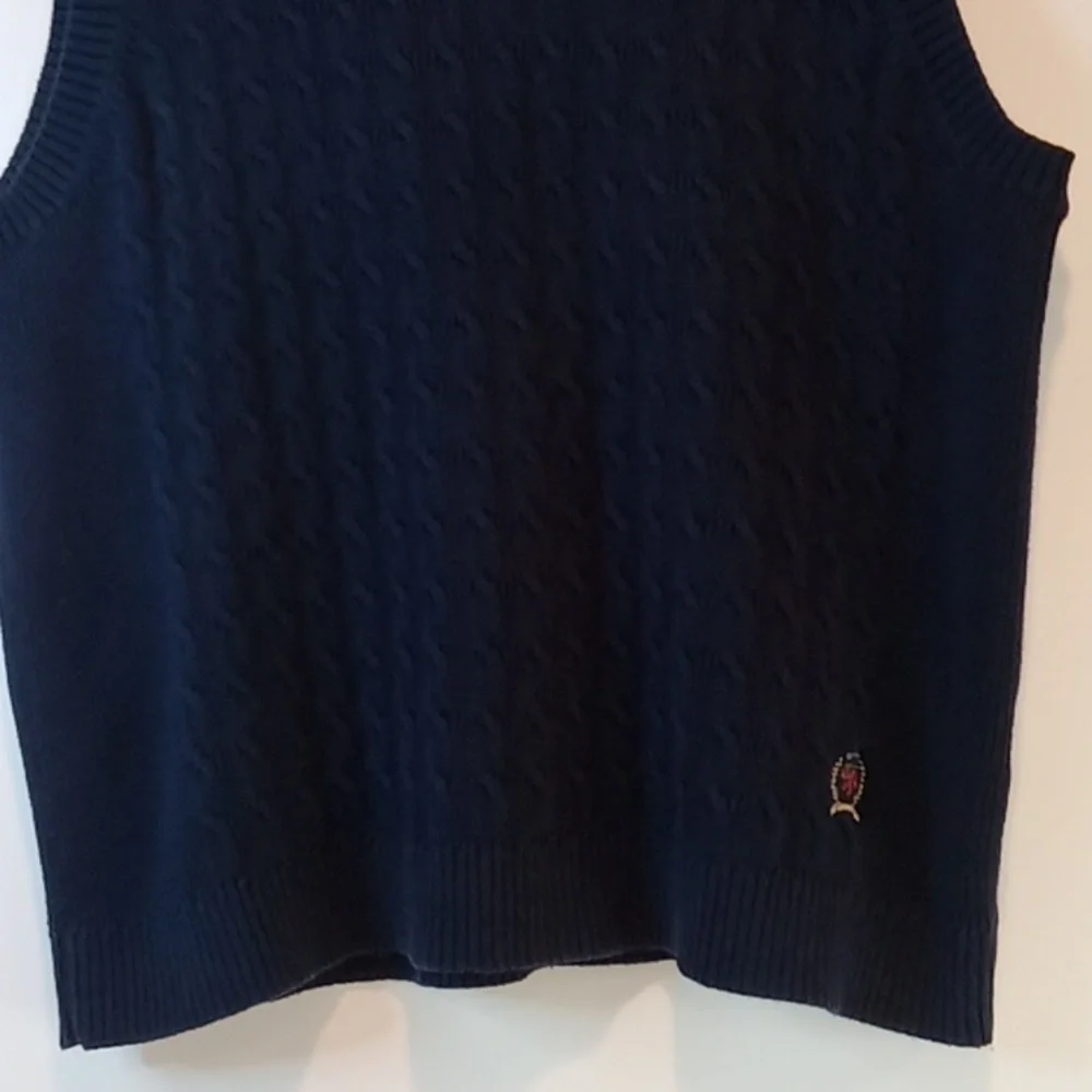 Vintage 90s Tommy Hilfiger Sweater Vest Navy Blue Men's Sz L EUC NICE!